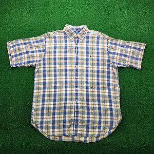 Ralph Lauren Shirt Mens XL Blue Plaid Button Down Blake Preppy‎ Summer Beach